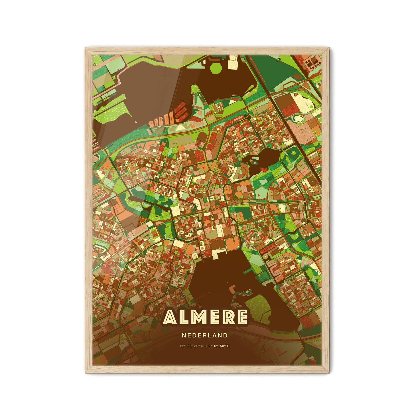 Colorful Almere Netherlands Fine Art Map Farmhouse