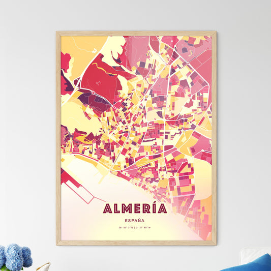 Colorful Almería Spain Fine Art Map Hot Red