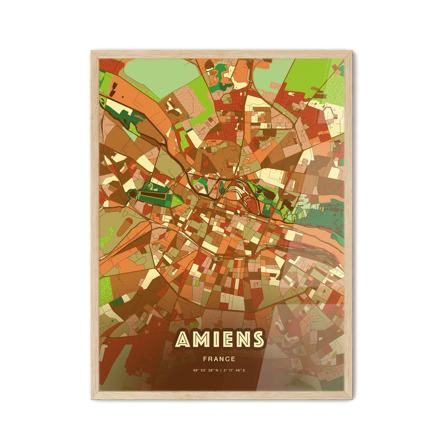 Colorful Amiens France Fine Art Map Farmhouse