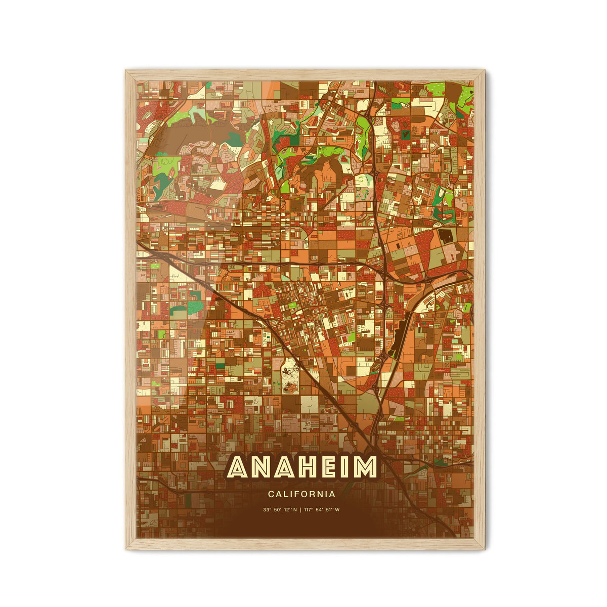 Colorful Anaheim California Fine Art Map Farmhouse