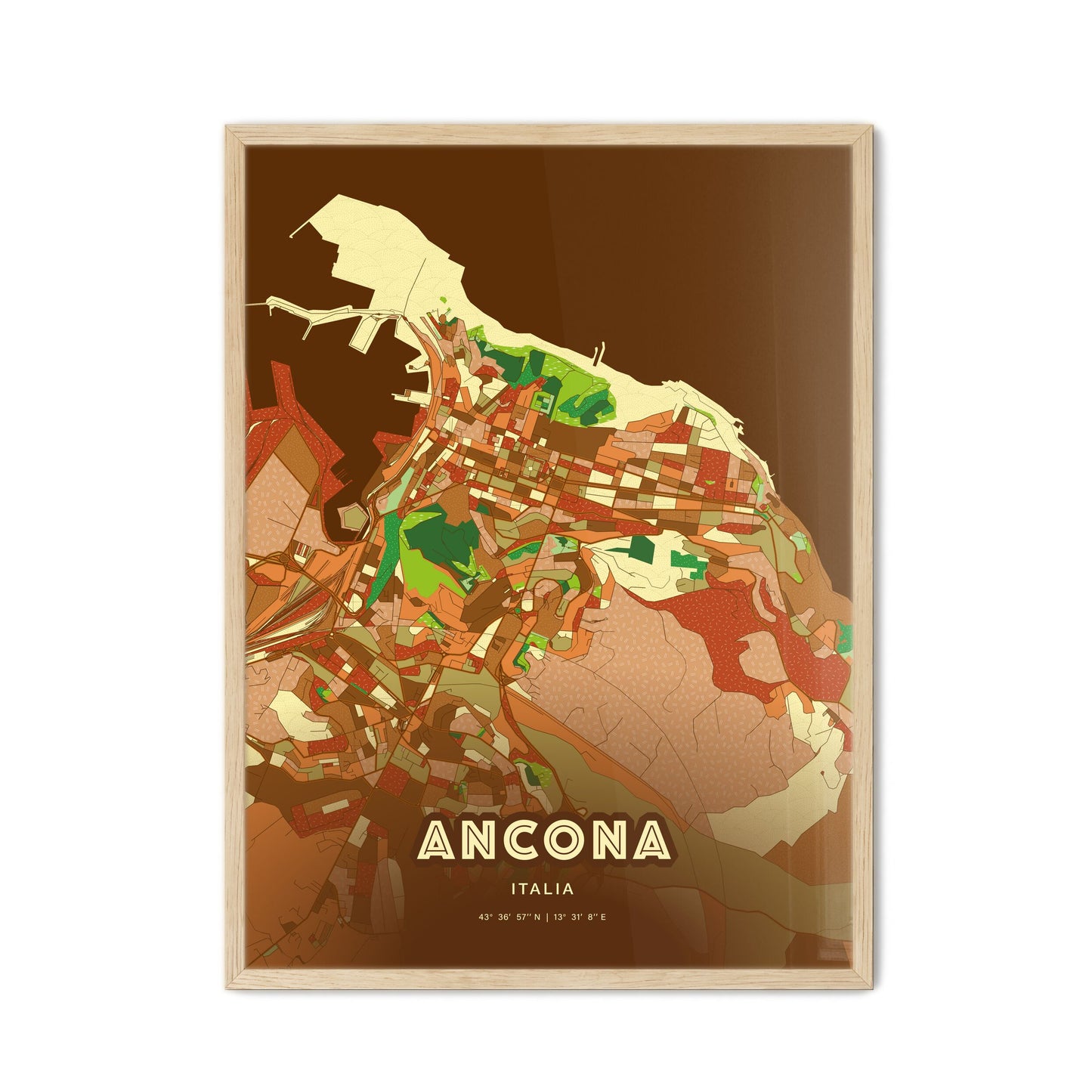 Colorful Ancona Italy Fine Art Map Farmhouse
