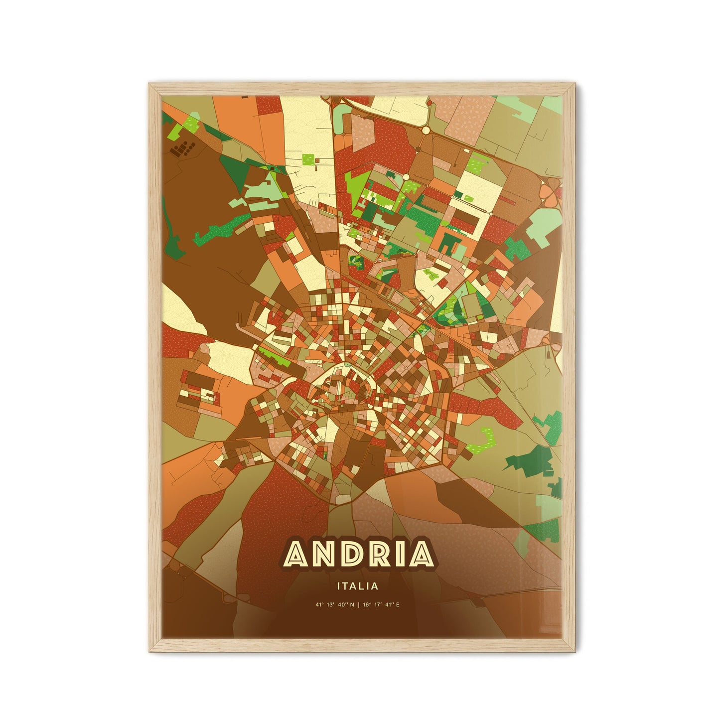 Colorful Andria Italy Fine Art Map Farmhouse