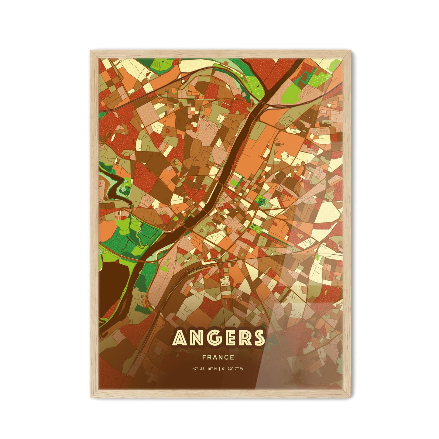 Colorful Angers France Fine Art Map Farmhouse