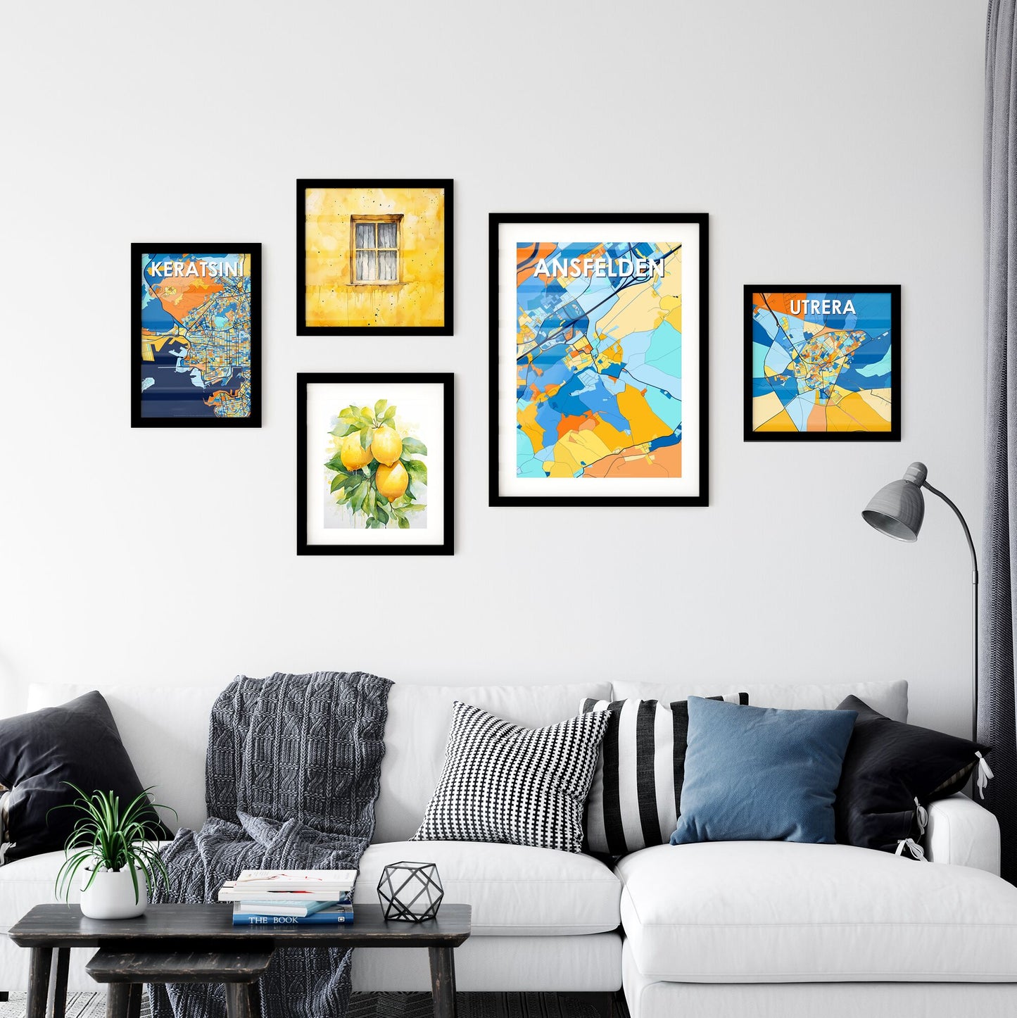 ANSFELDEN AUSTRIA Vibrant Colorful Art Map Poster Blue Orange