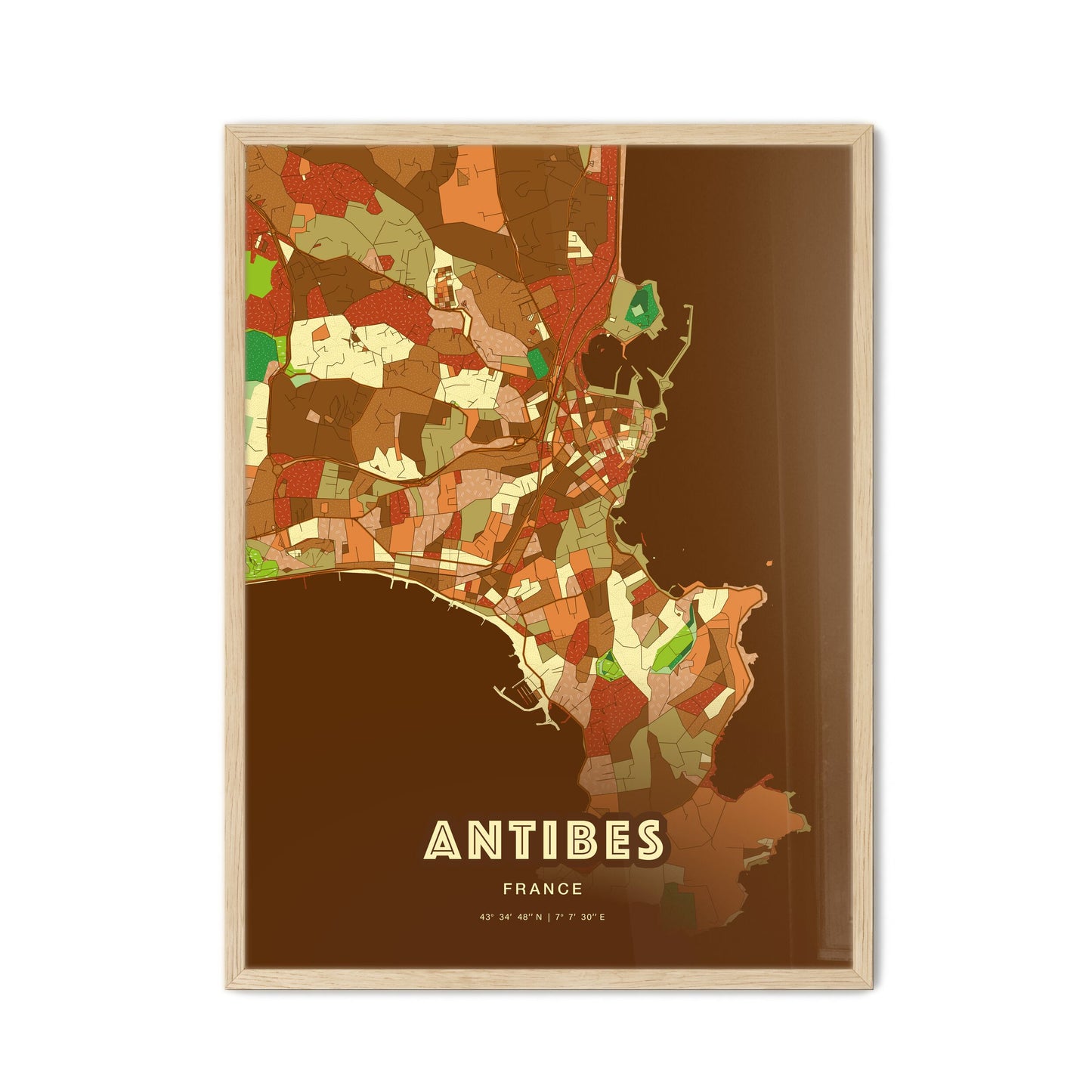 Colorful Antibes France Fine Art Map Farmhouse