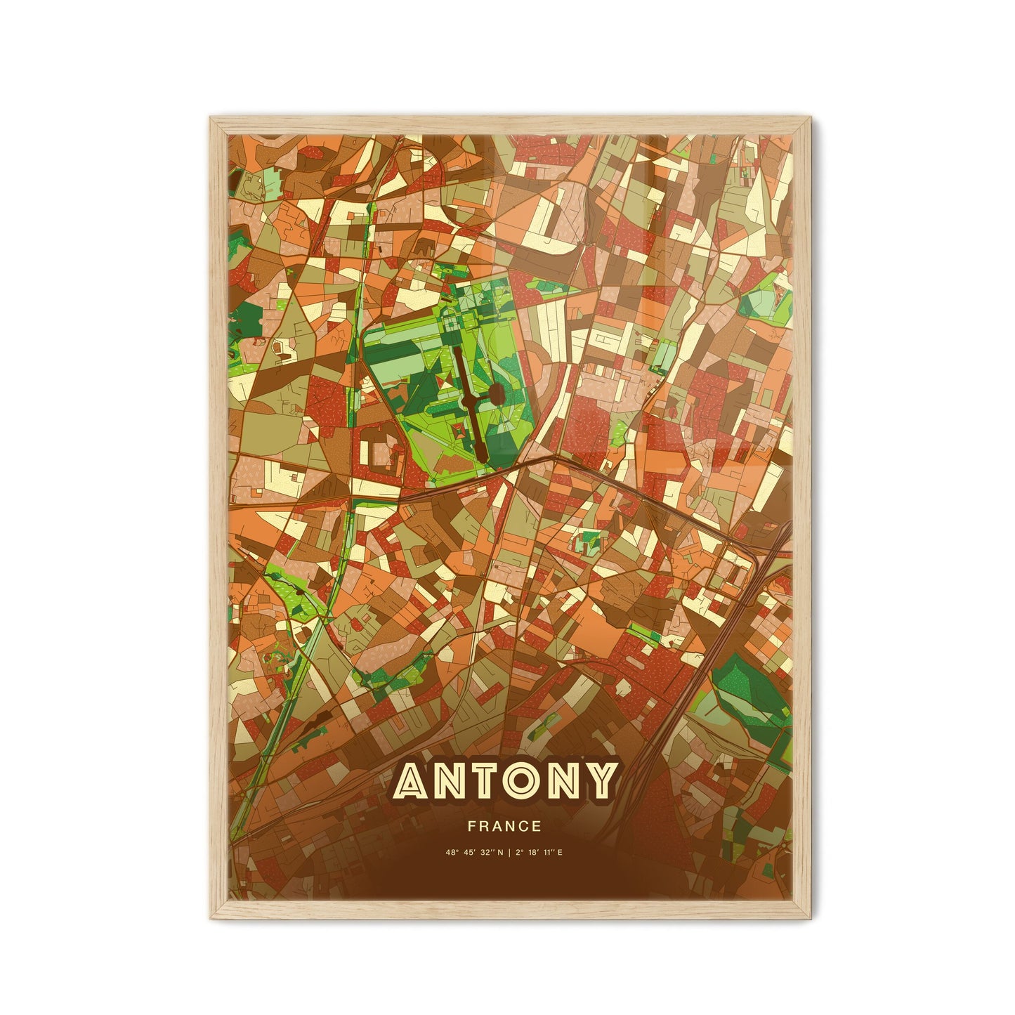 Colorful Antony France Fine Art Map Farmhouse