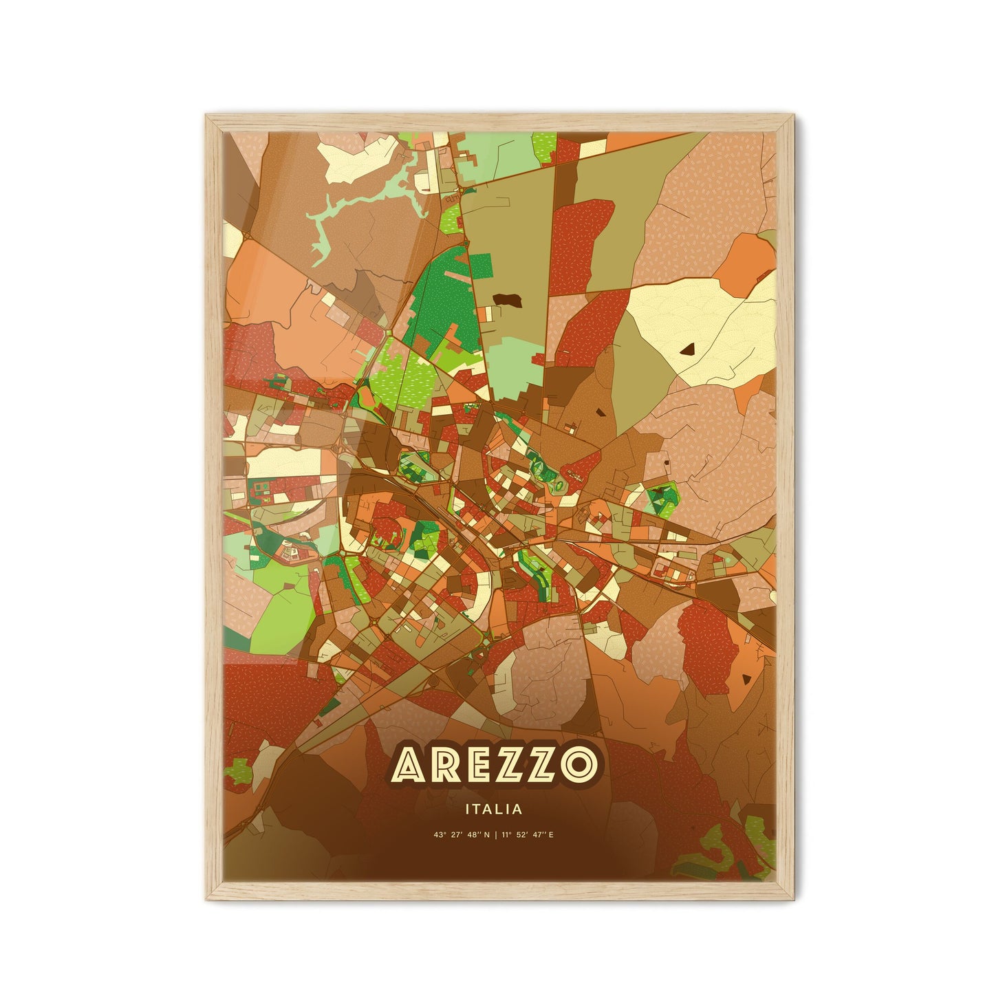 Colorful Arezzo Italy Fine Art Map Farmhouse