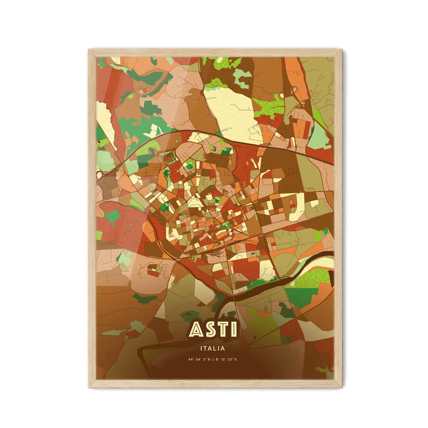 Colorful Asti Italy Fine Art Map Farmhouse