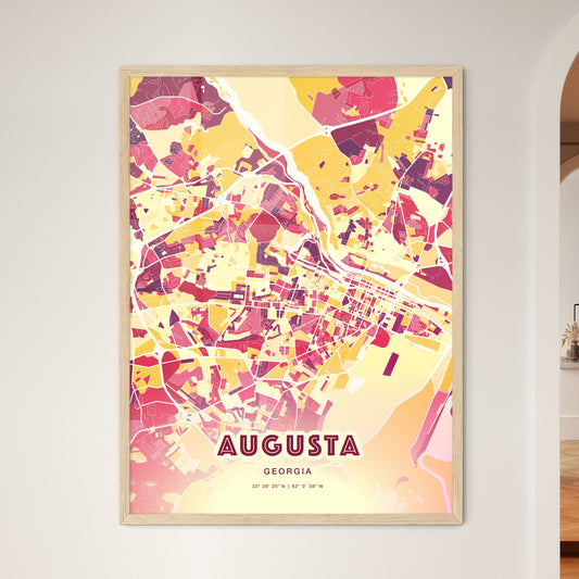 Colorful Augusta Georgia Fine Art Map Hot Red