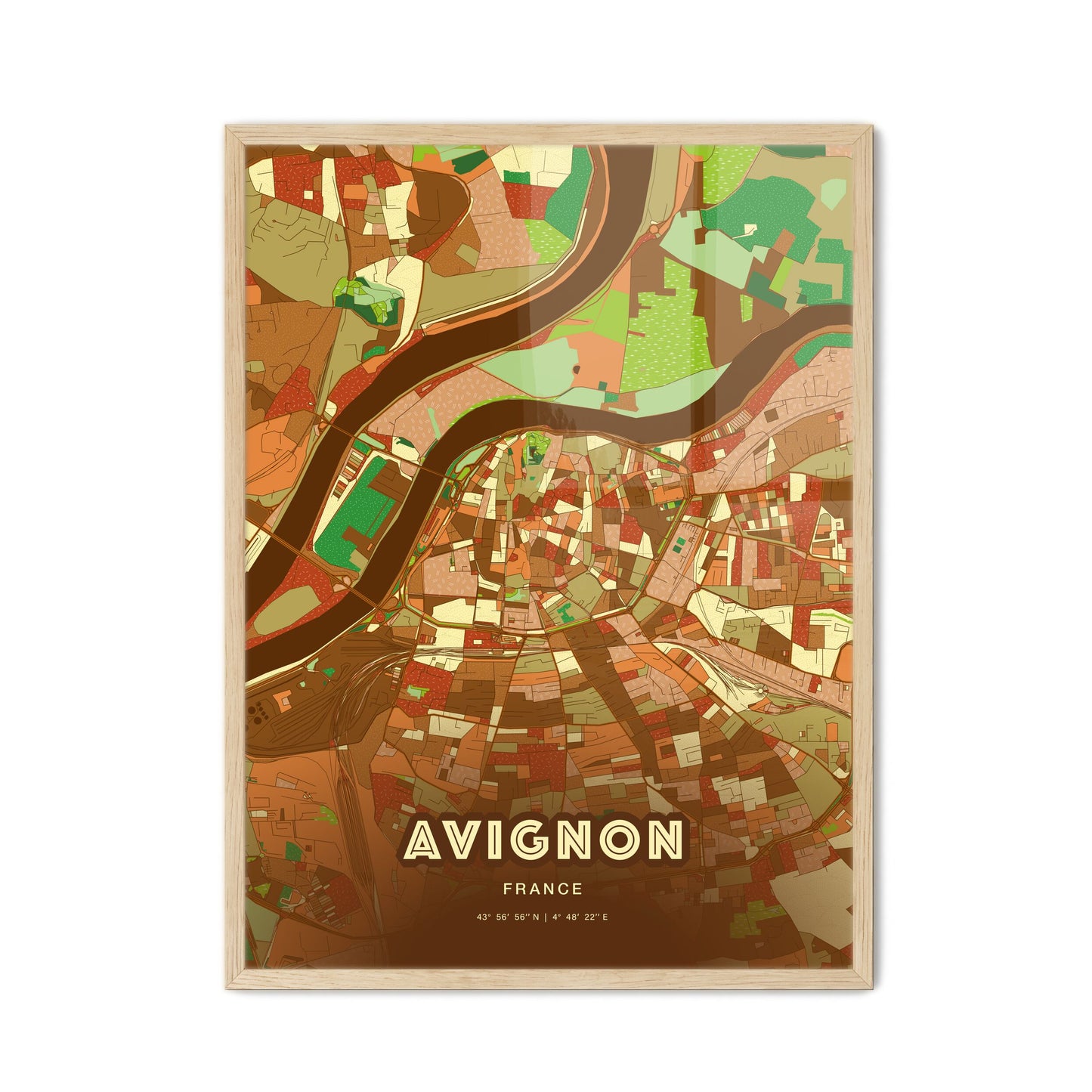 Colorful Avignon France Fine Art Map Farmhouse
