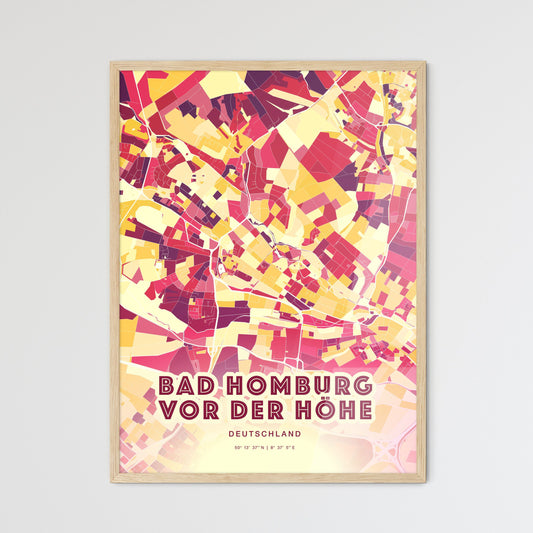 Colorful Bad Homburg Germany Fine Art Map Hot Red