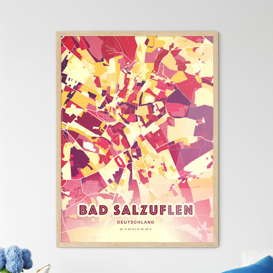 Colorful Bad Salzuflen Germany Fine Art Map Hot Red