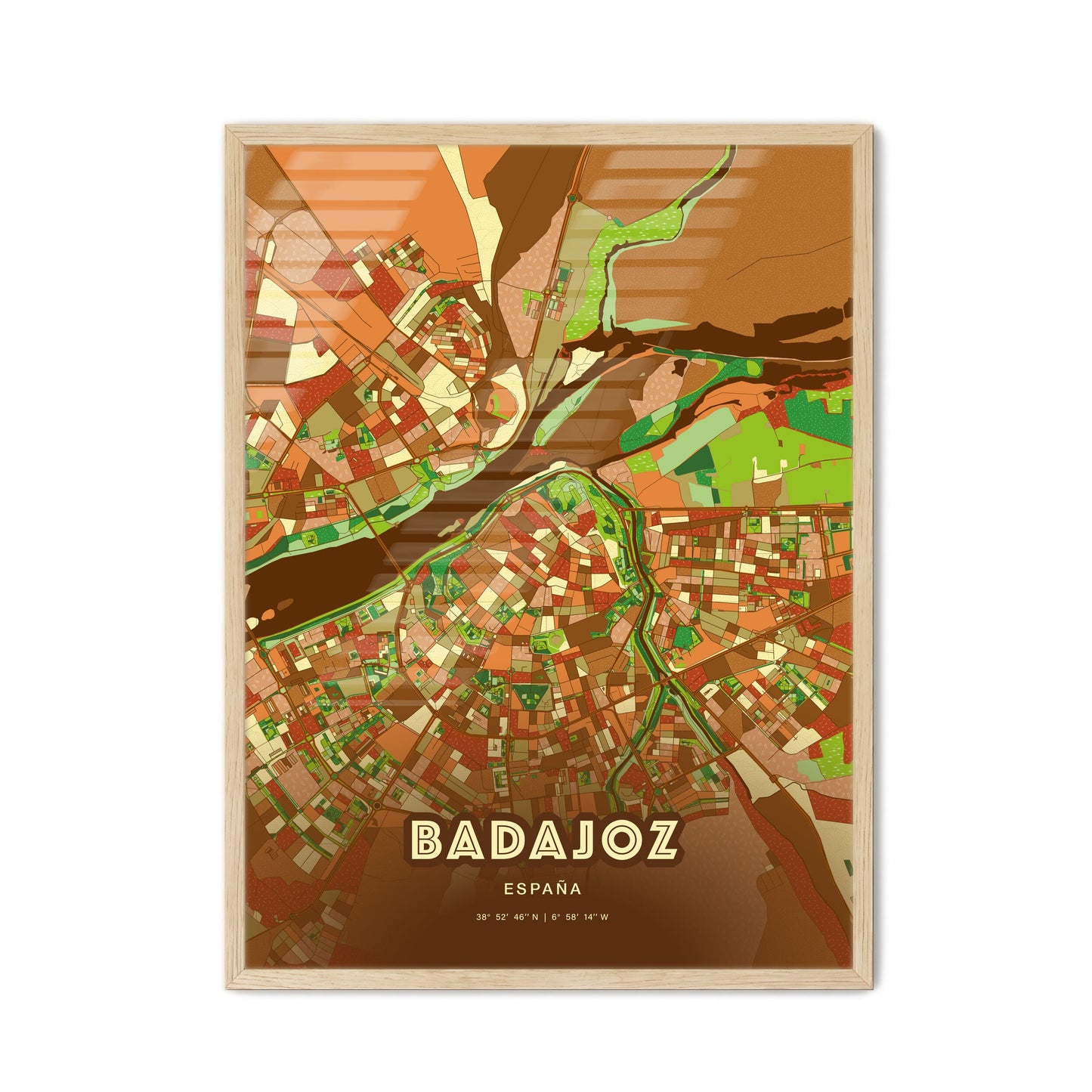 Colorful Badajoz Spain Fine Art Map Farmhouse