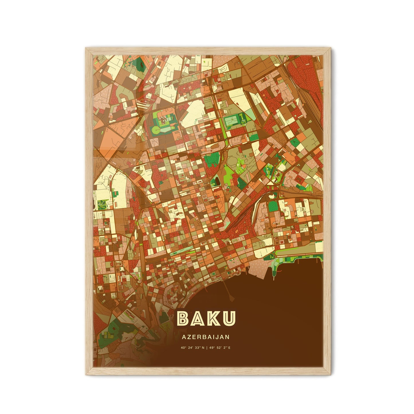 Colorful Baku Azerbaijan Fine Art Map Farmhouse