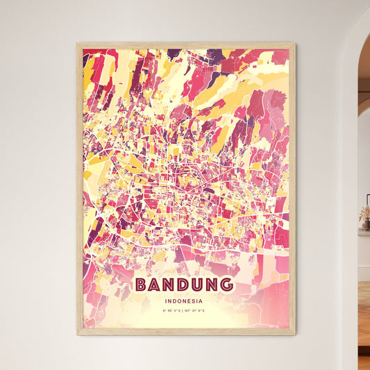 Colorful Bandung Indonesia Fine Art Map Hot Red