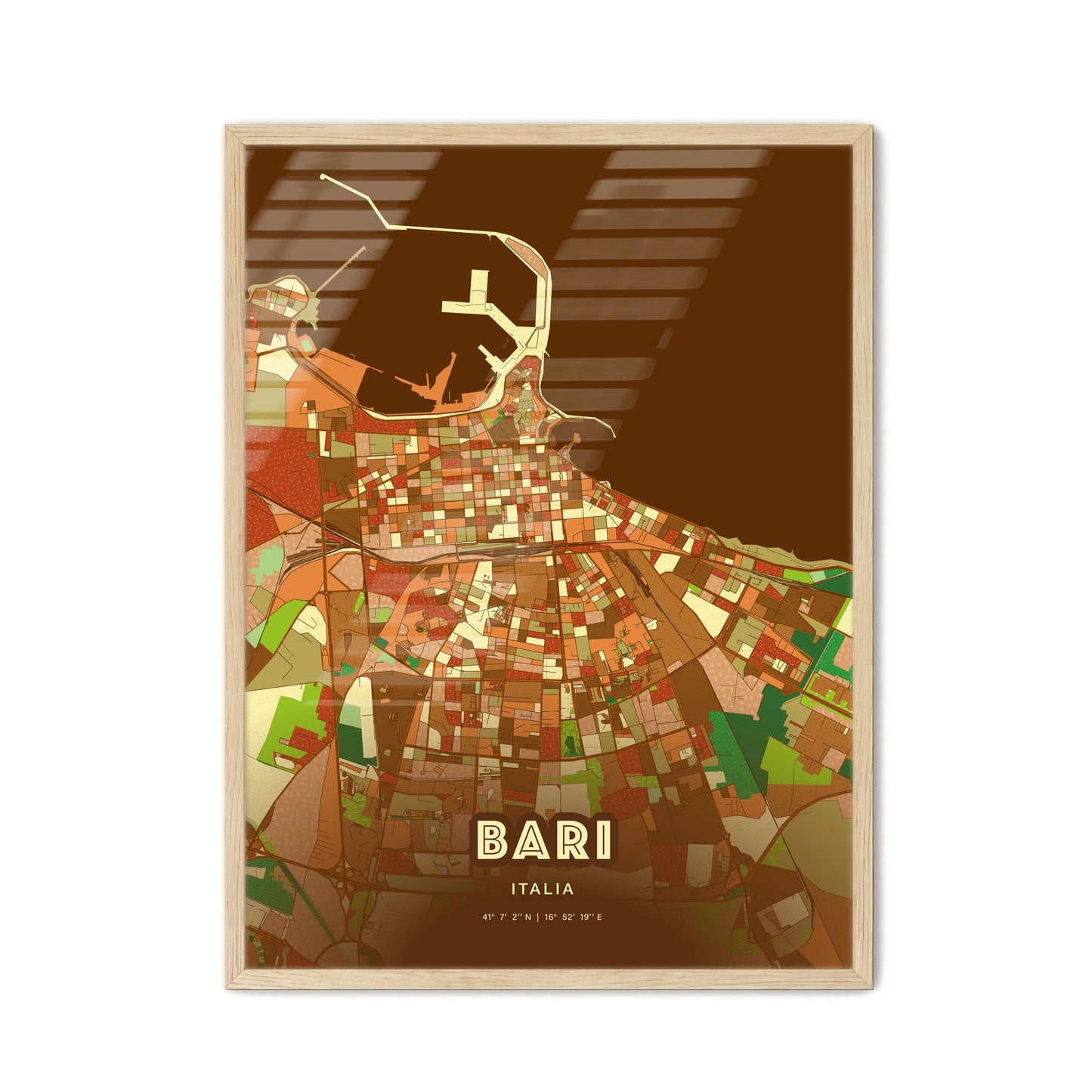 Colorful Bari Italy Fine Art Map Farmhouse