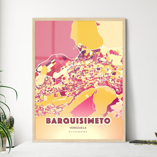 Colorful Barquisimeto Venezuela Fine Art Map Hot Red