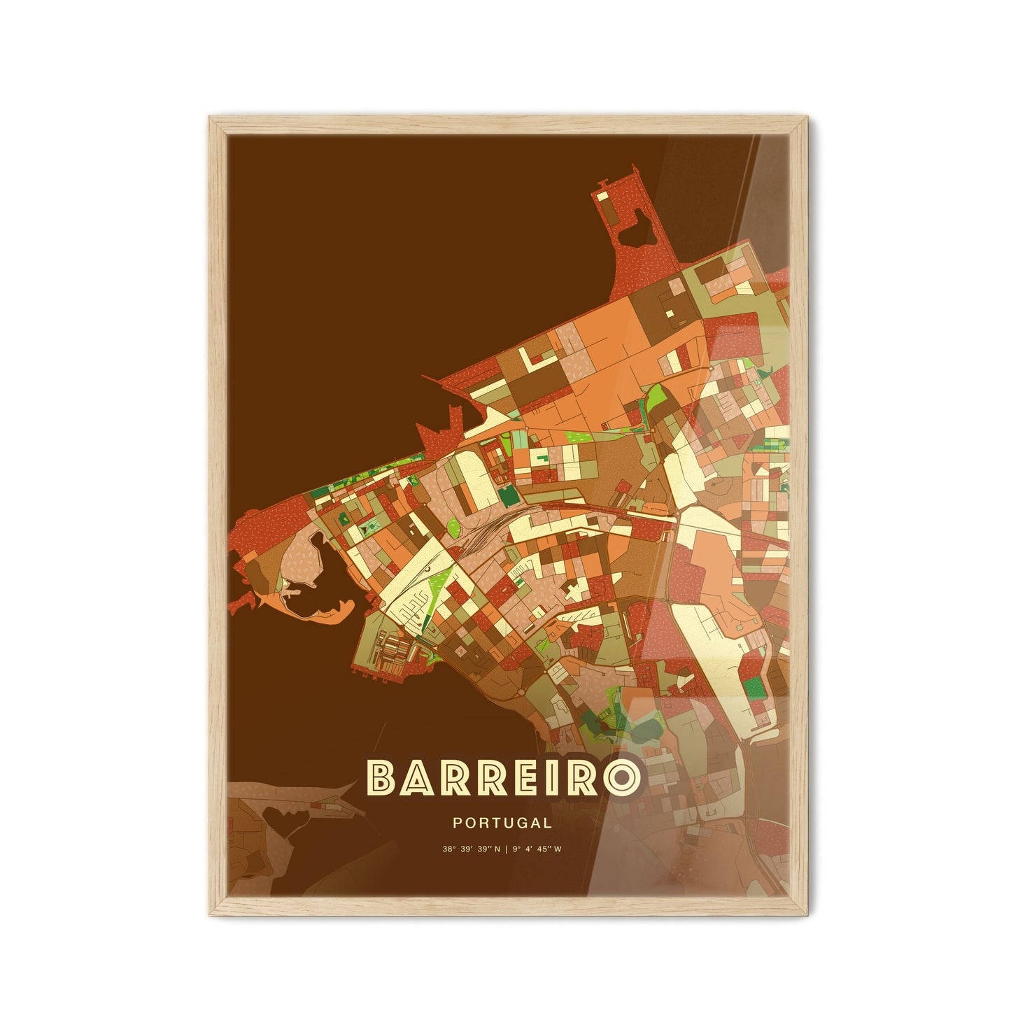 Colorful Barreiro Portugal Fine Art Map Farmhouse