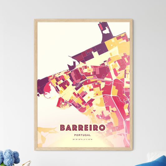 Colorful Barreiro Portugal Fine Art Map Hot Red