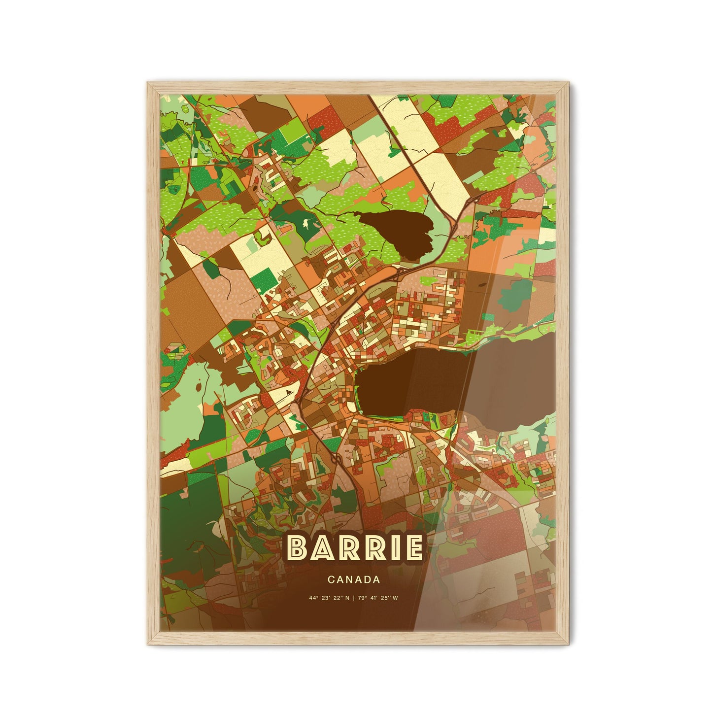Colorful Barrie Canada Fine Art Map Farmhouse