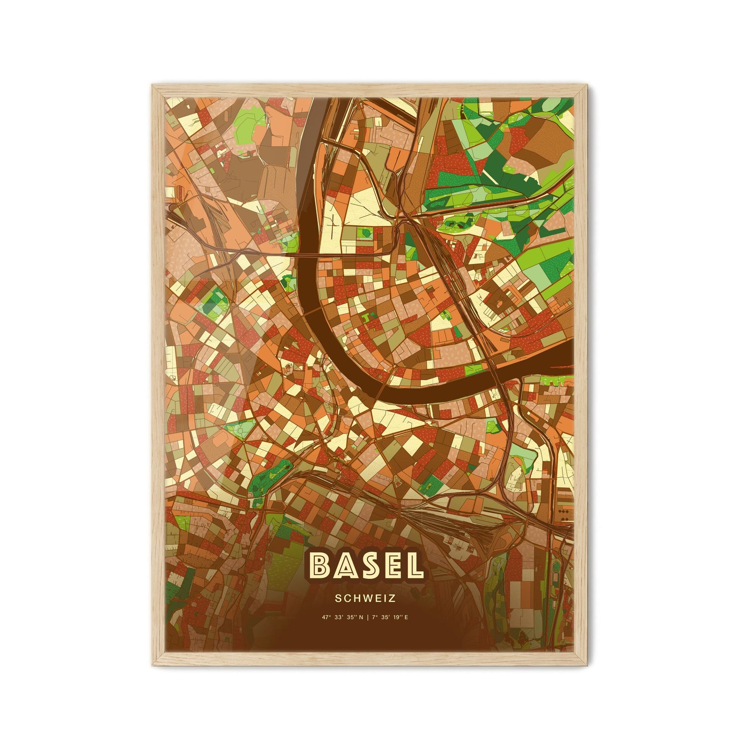 Colorful Basel Switzerland Fine Art Map Farmhouse