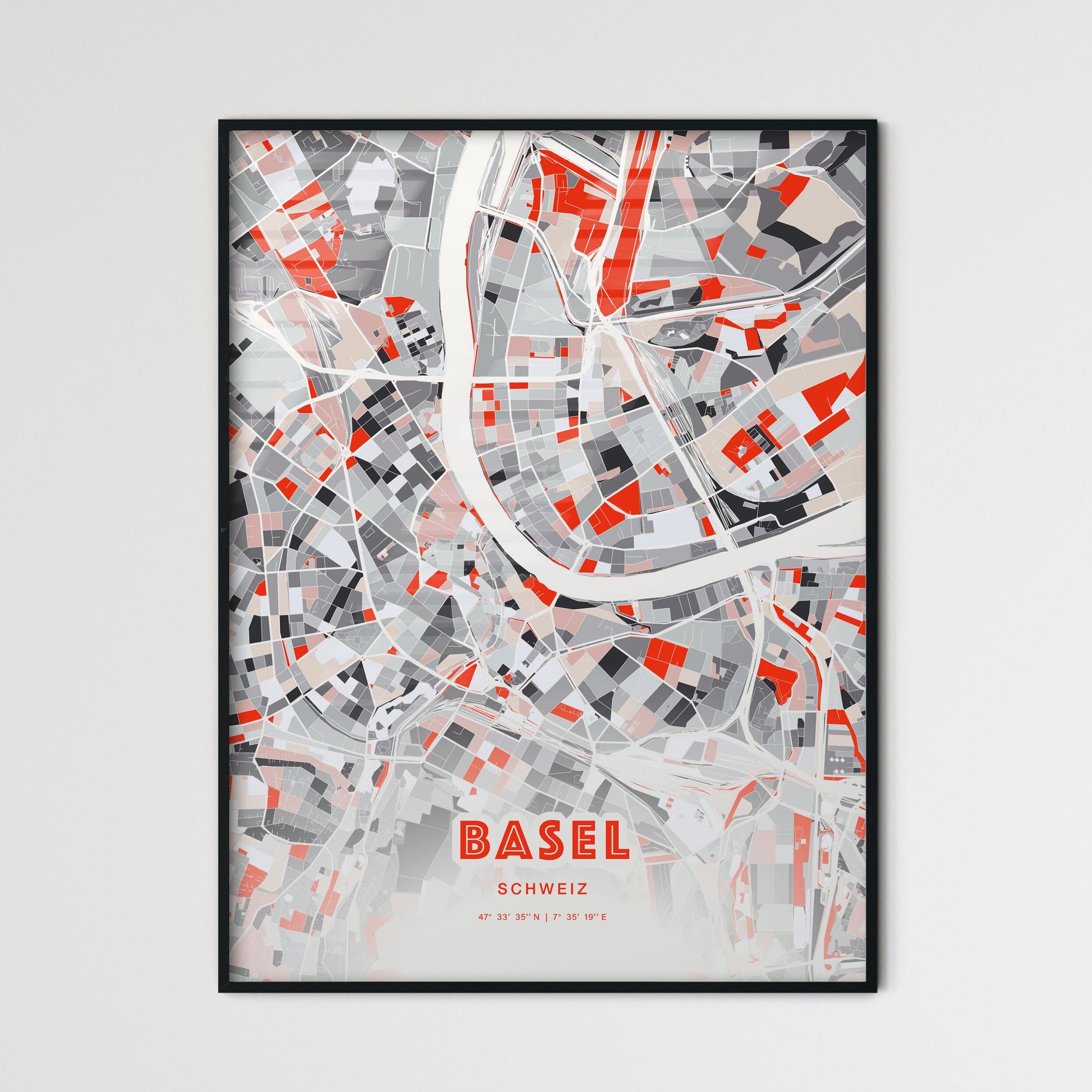 Colorful Basel Switzerland Fine Art Map Modern Expressive