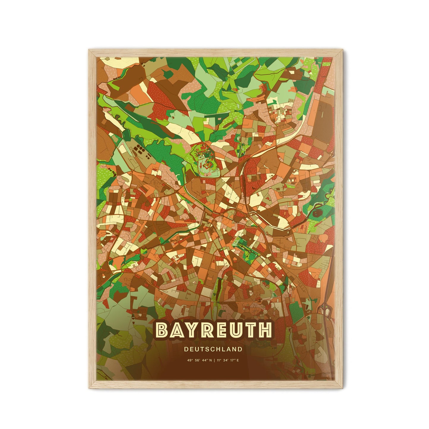 Colorful Bayreuth Germany Fine Art Map Farmhouse