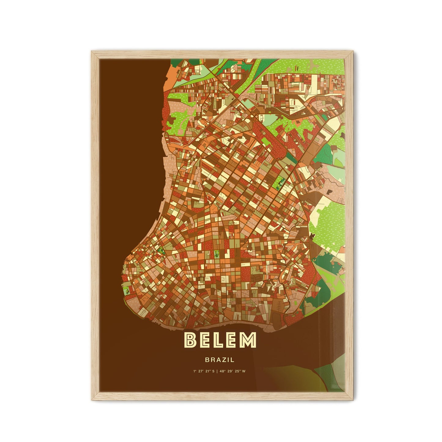 Colorful Belem Brazil Fine Art Map Farmhouse