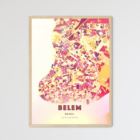 Colorful Belem Brazil Fine Art Map Hot Red