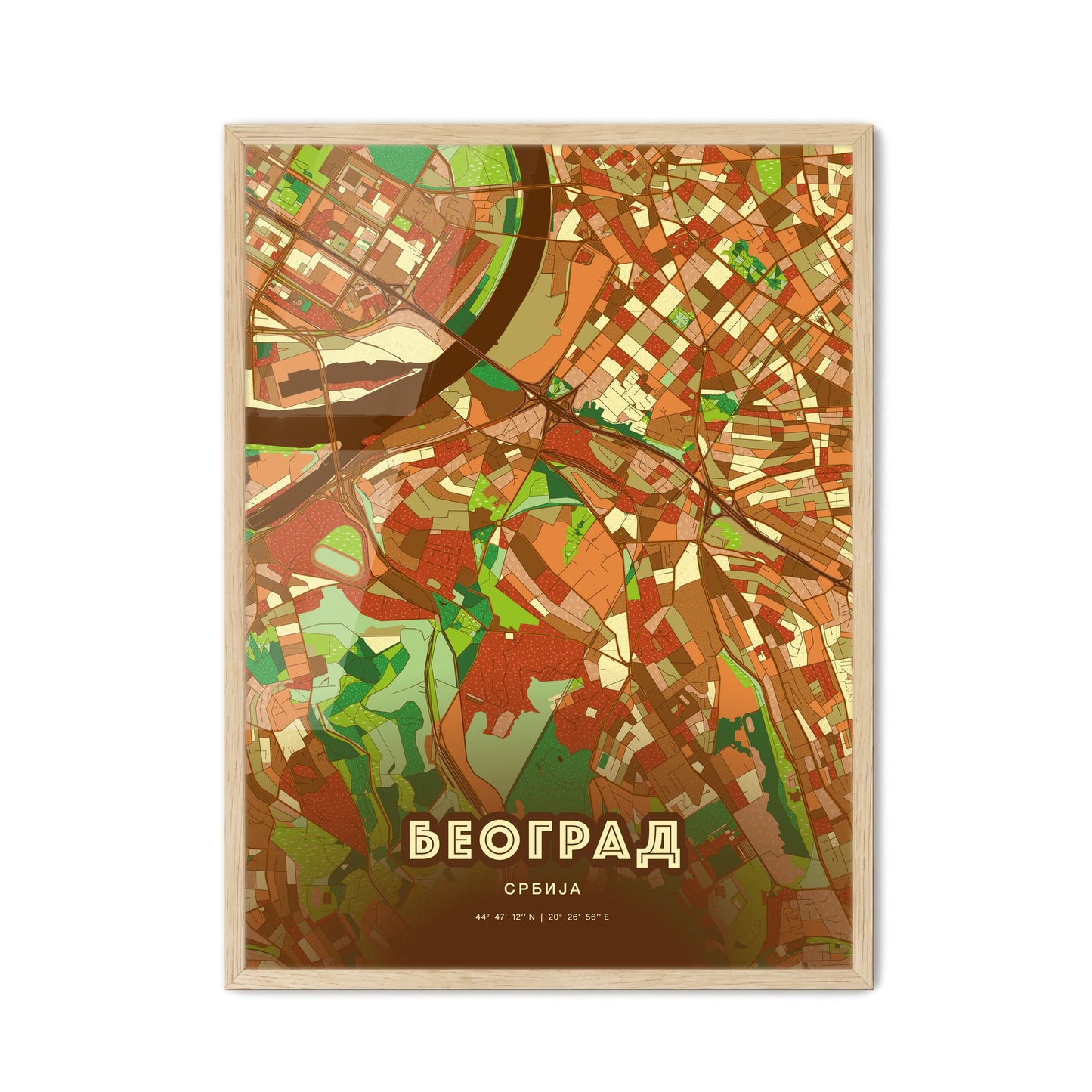 Colorful Belgrade Serbia Fine Art Map Farmhouse