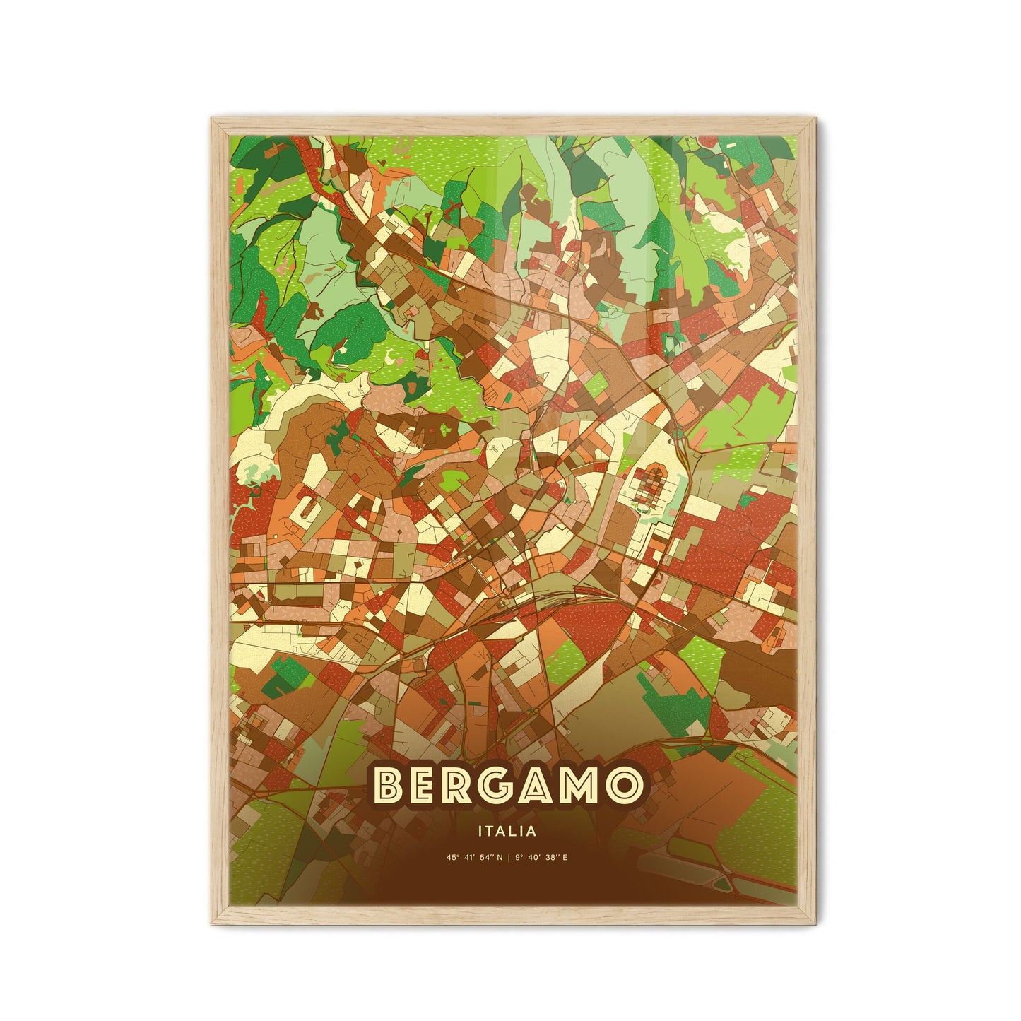 Colorful Bergamo Italy Fine Art Map Farmhouse