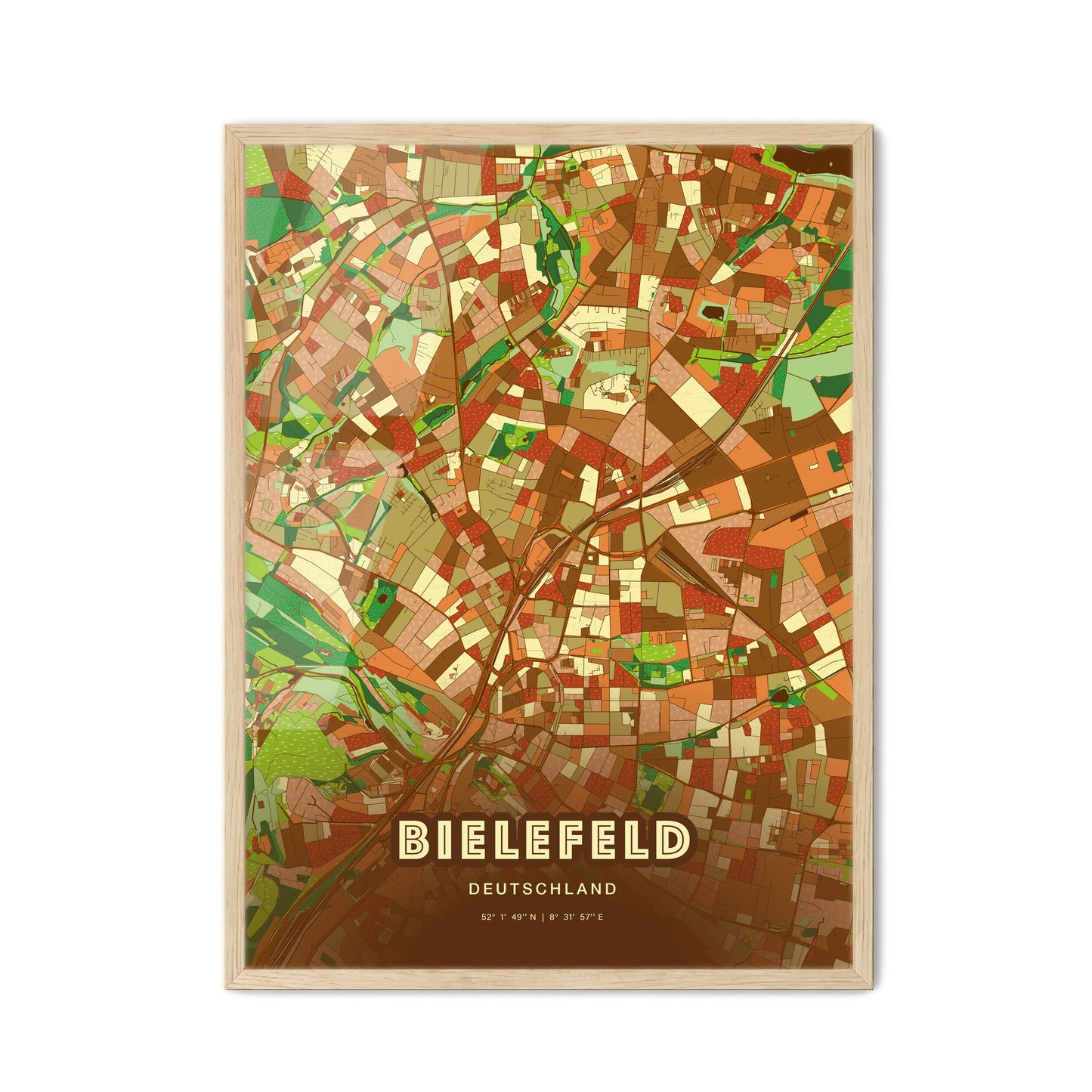 Colorful Bielefeld Germany Fine Art Map Farmhouse