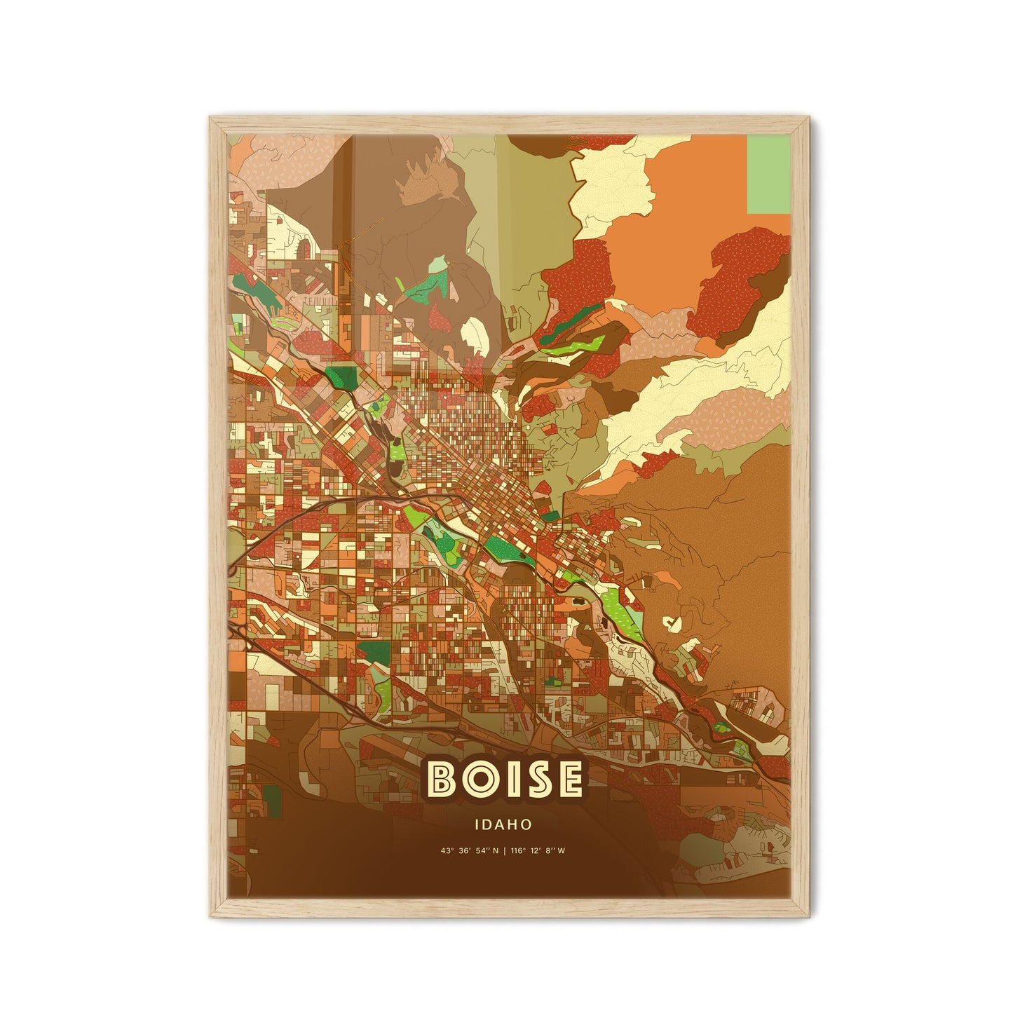 Colorful Boise Idaho Fine Art Map Farmhouse