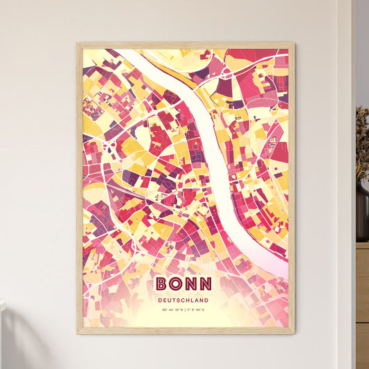 Colorful Bonn Germany Fine Art Map Hot Red