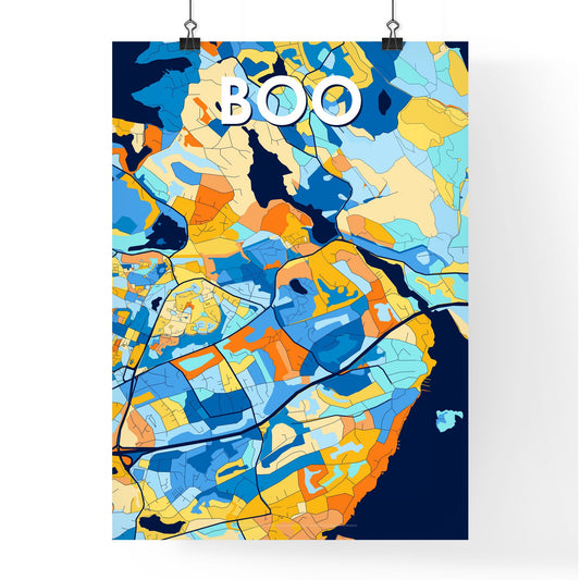BOO SWEDEN Vibrant Colorful Art Map Poster Blue Orange