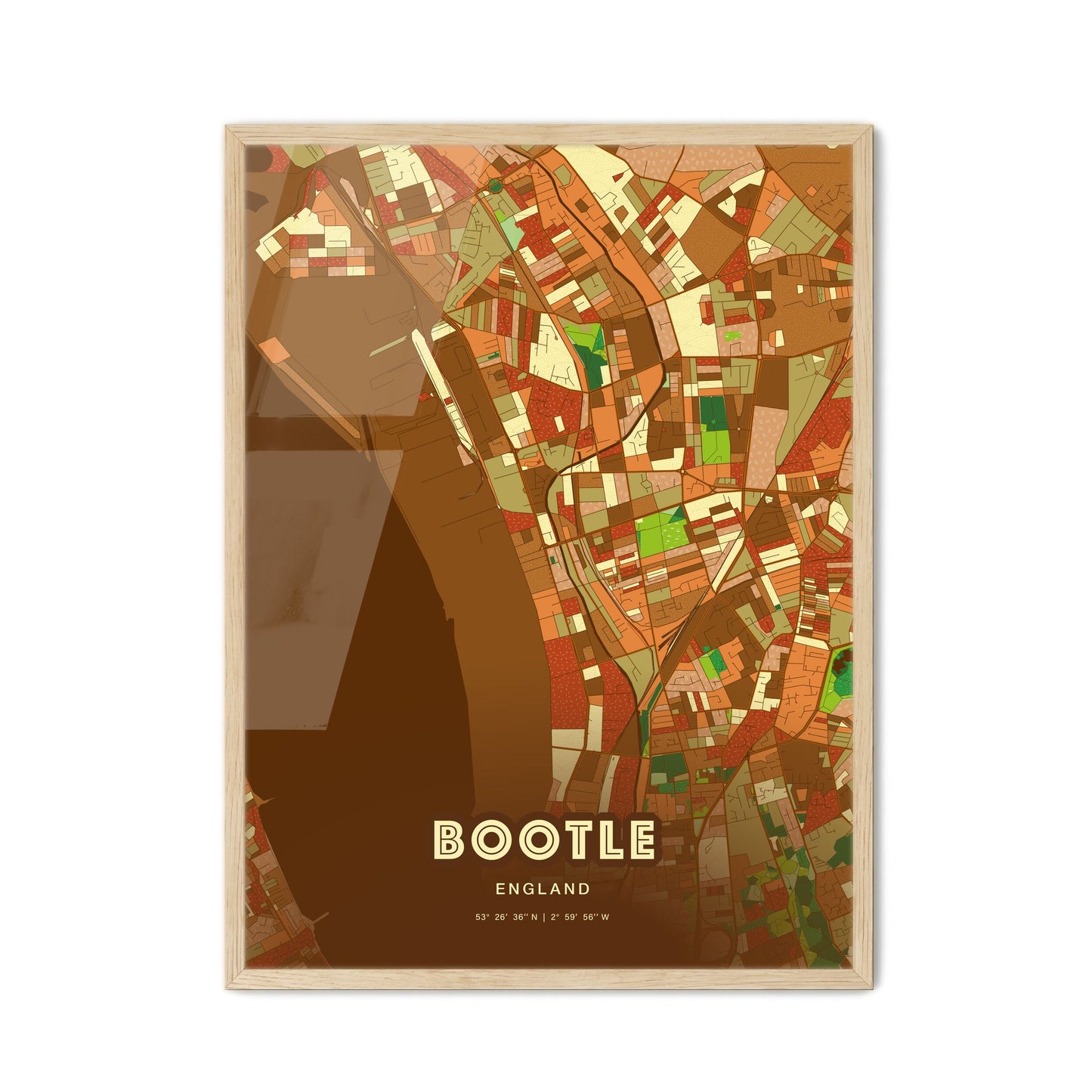 Colorful Bootle England Fine Art Map Farmhouse