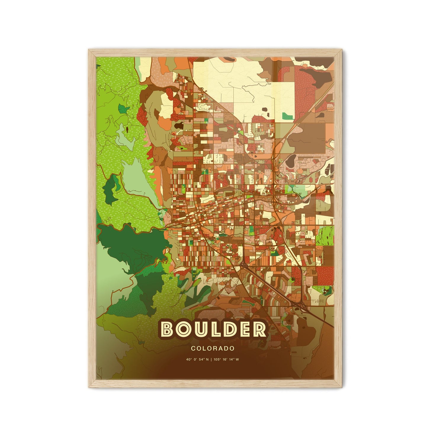 Colorful Boulder Colorado Fine Art Map Farmhouse