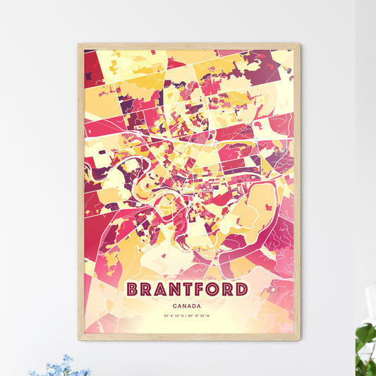 Colorful Brantford Canada Fine Art Map Hot Red