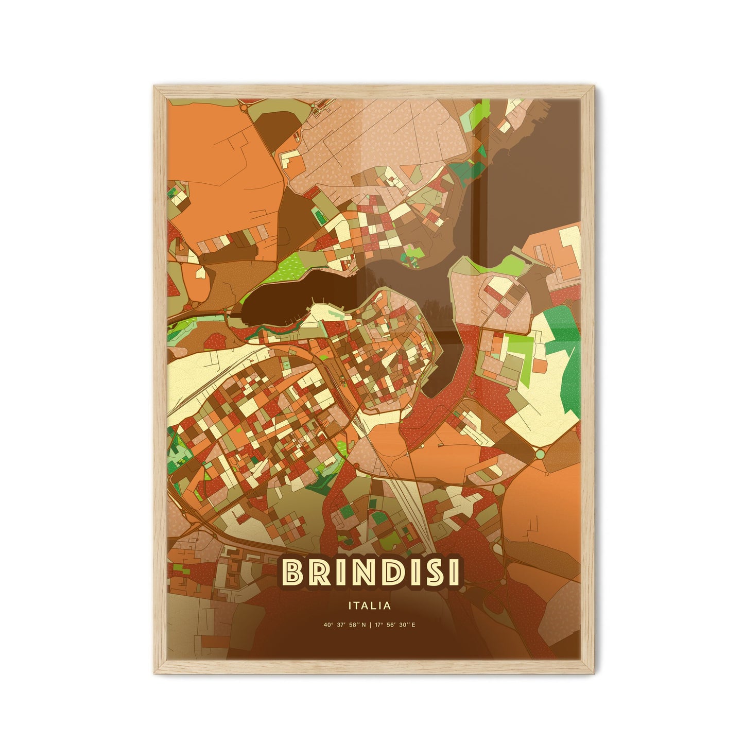 Colorful Brindisi Italy Fine Art Map Farmhouse