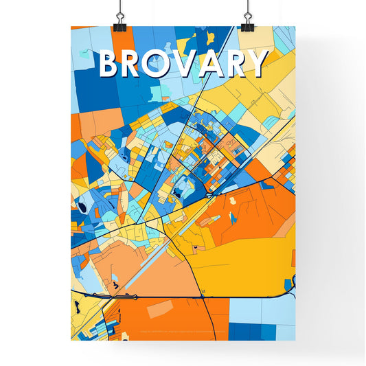 BROVARY UKRAINE Vibrant Colorful Art Map Poster Blue Orange