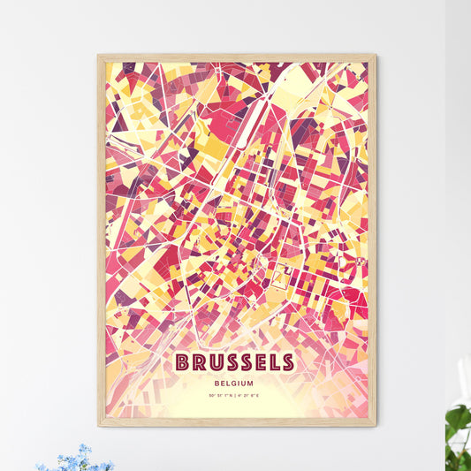 Colorful Brussels Belgium Fine Art Map Hot Red