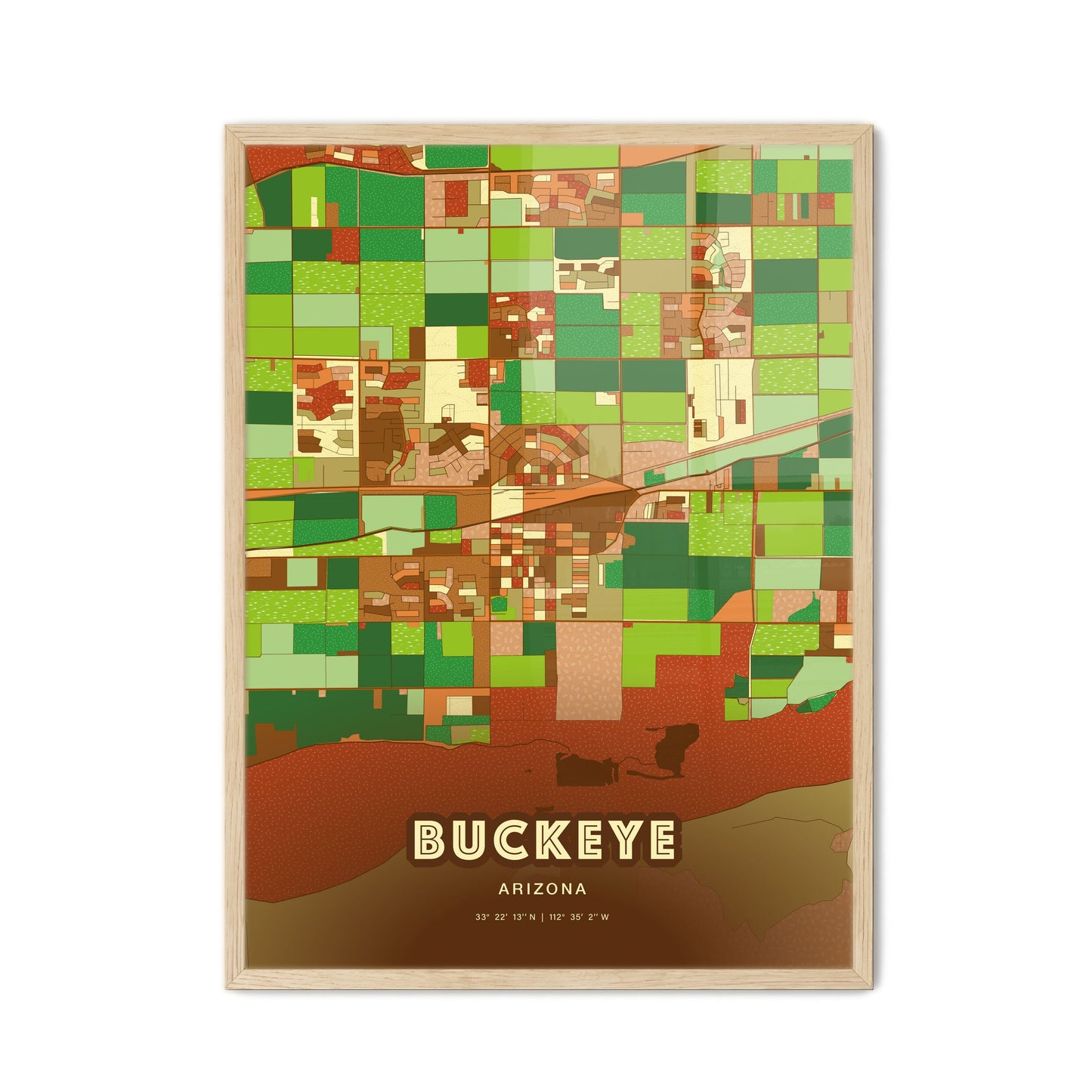 Colorful Buckeye Arizona Fine Art Map Farmhouse