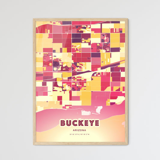 Colorful Buckeye Arizona Fine Art Map Hot Red