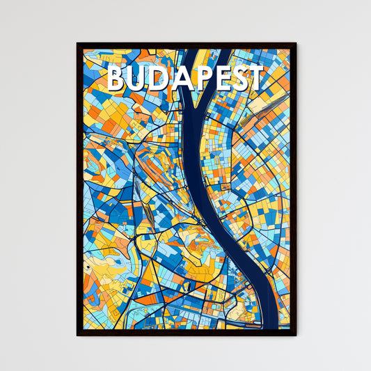 BUDAPEST HUNGARY Vibrant Colorful Art Map Poster Blue Orange
