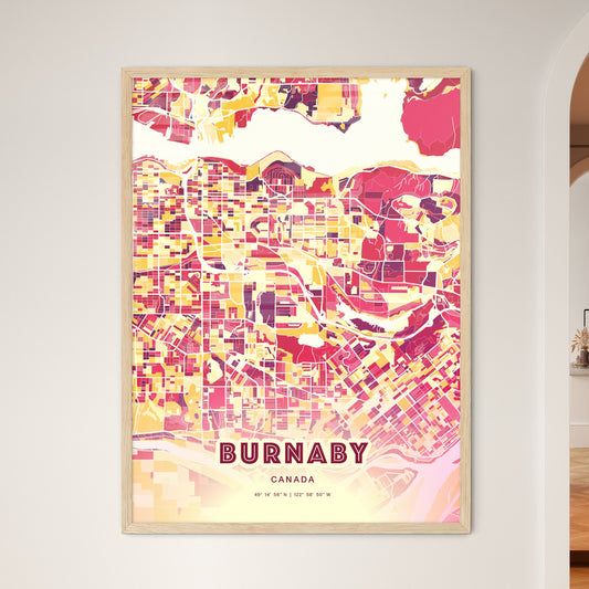 Colorful Burnaby Canada Fine Art Map Hot Red