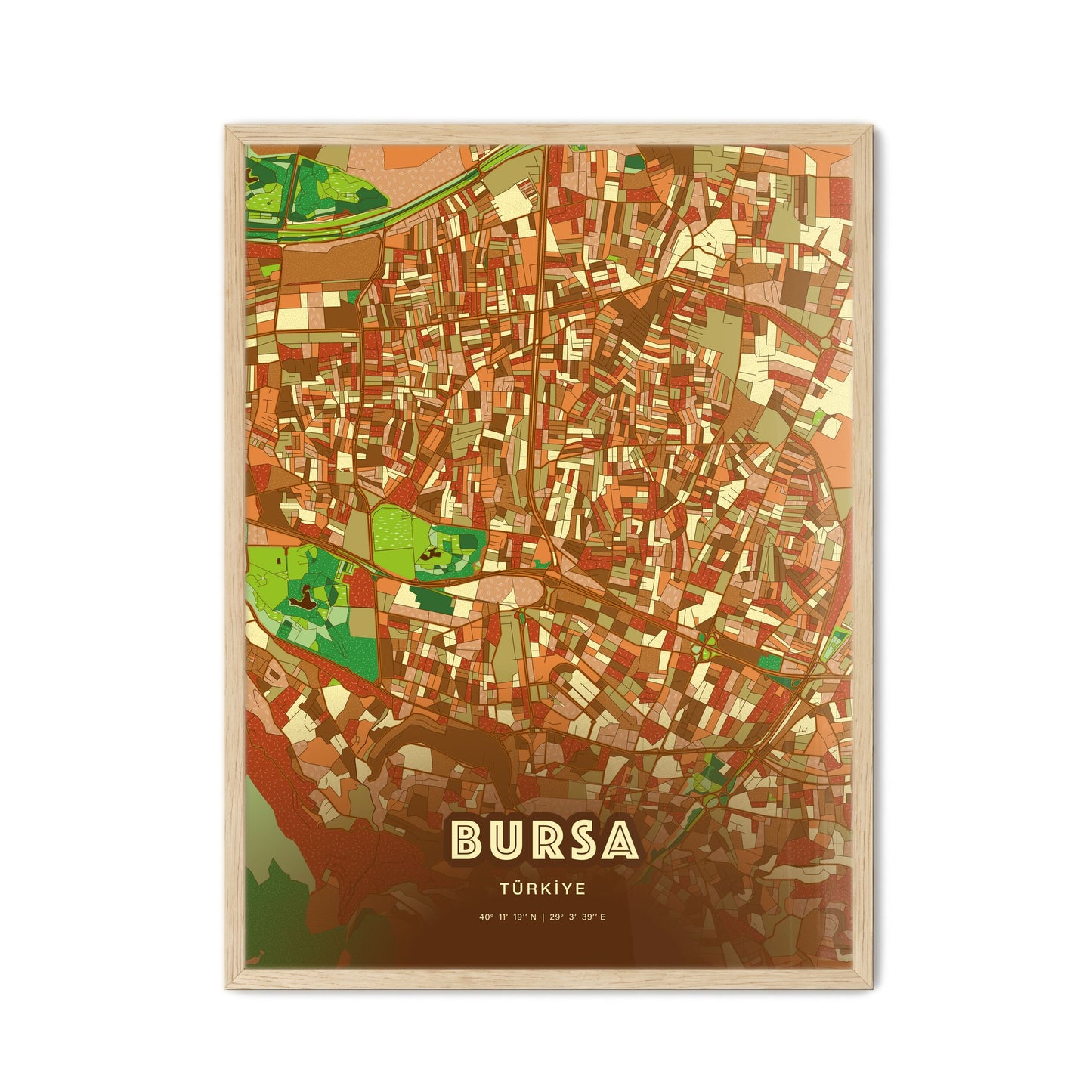 Colorful Bursa Turkey Fine Art Map Farmhouse