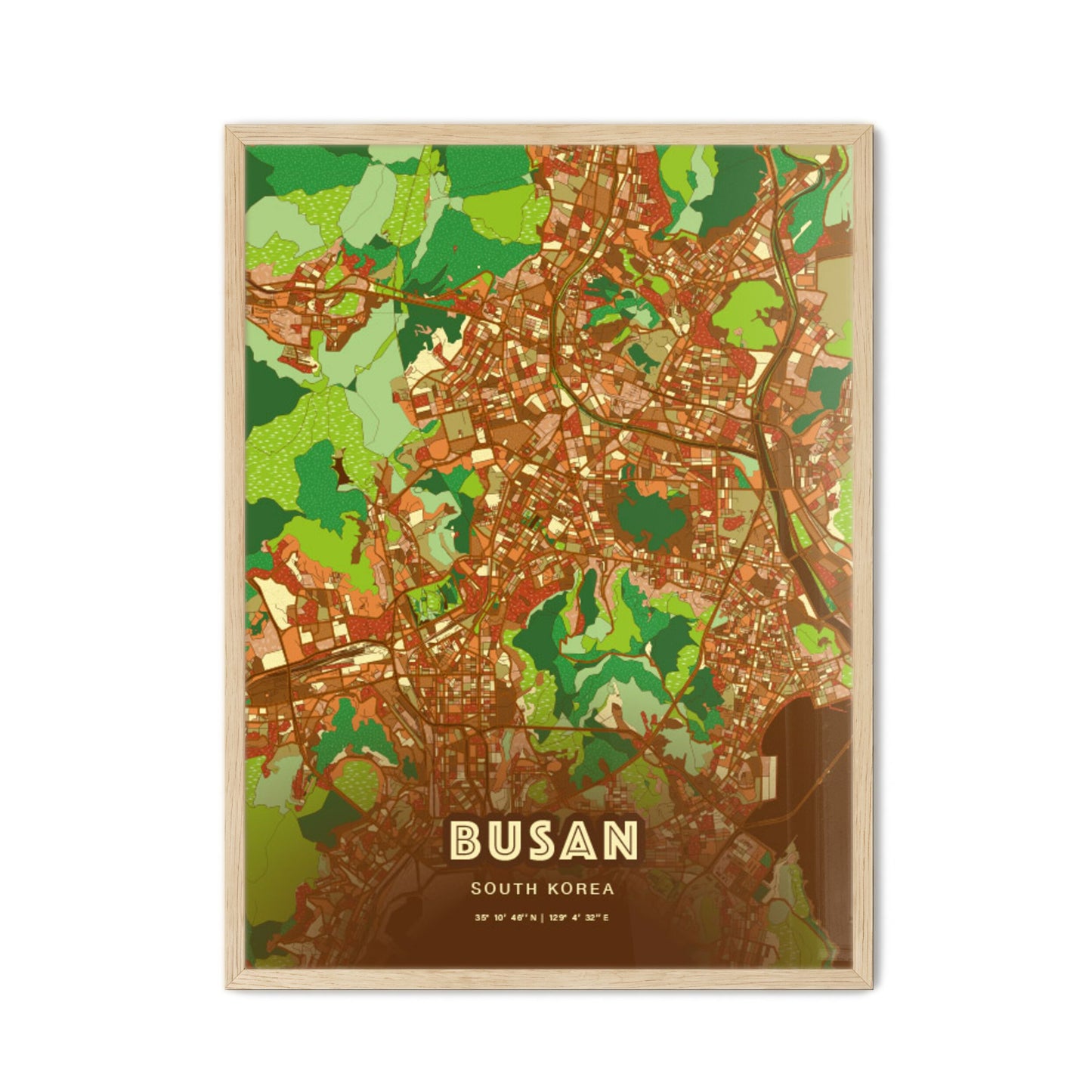 Colorful Busan South Korea Fine Art Map Farmhouse