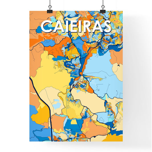 CAIEIRAS BRAZIL Vibrant Colorful Art Map Poster Blue Orange
