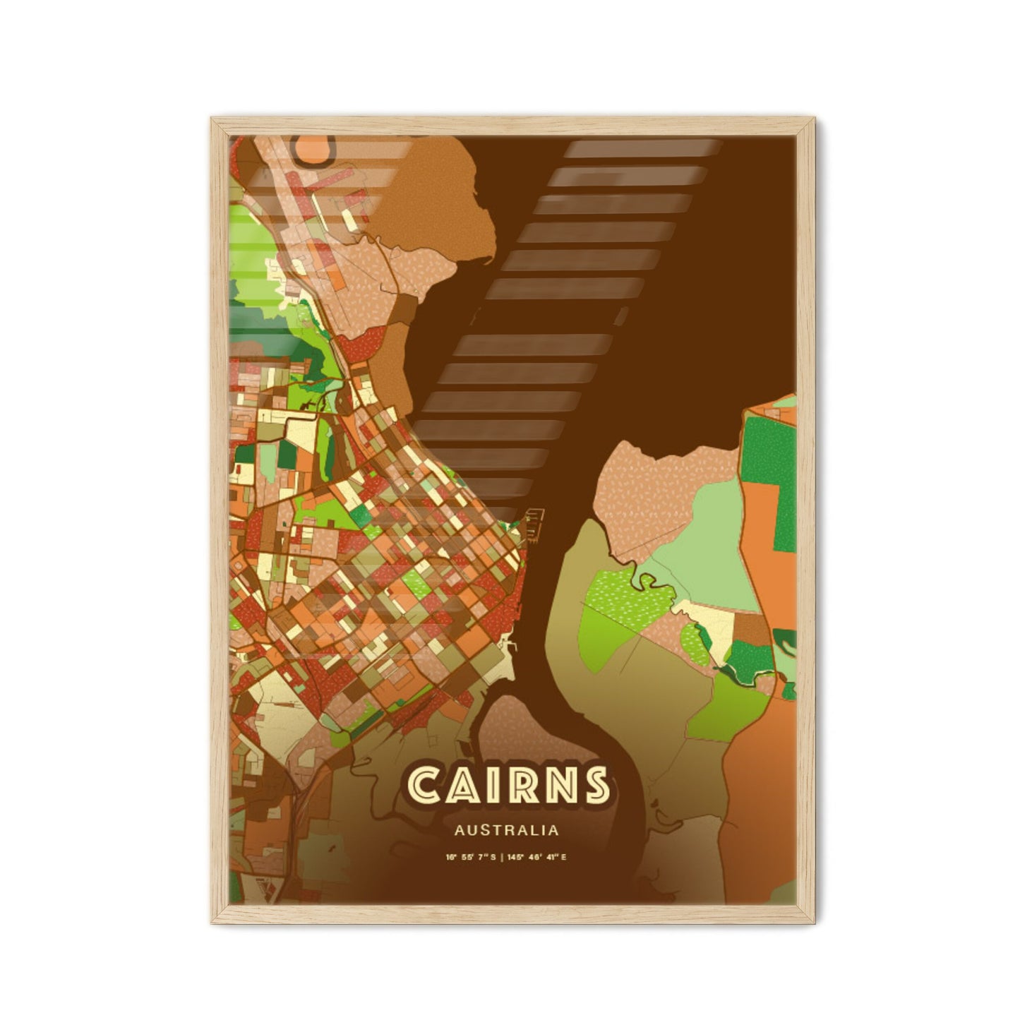 Colorful Cairns Australia Fine Art Map Farmhouse