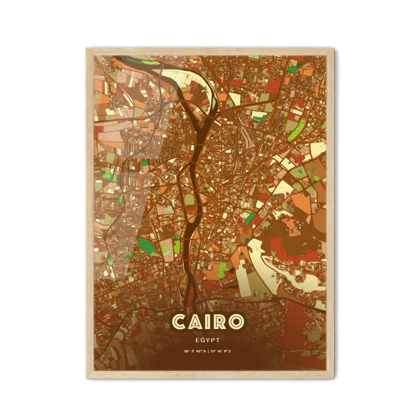 Colorful Cairo Egypt Fine Art Map Farmhouse